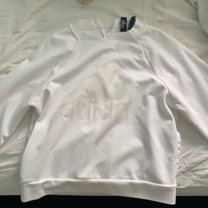 adias white back zip crew neck